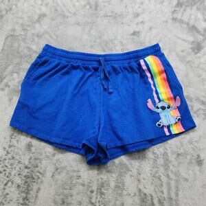 Disney Shorts Womens XXL Blue Lilo and Stitch Graphic Print Drawstring Pockets